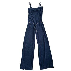 Juicy Couture Women's Sz XS Navy Terrycloth Jumpsuit Adjustable Straps